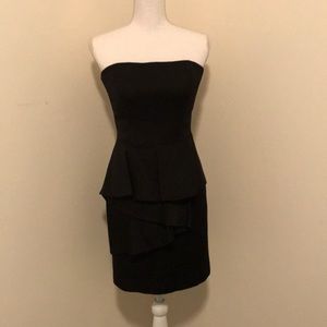 Black, Strapless, Peplum Bebe Dress, Size Medium